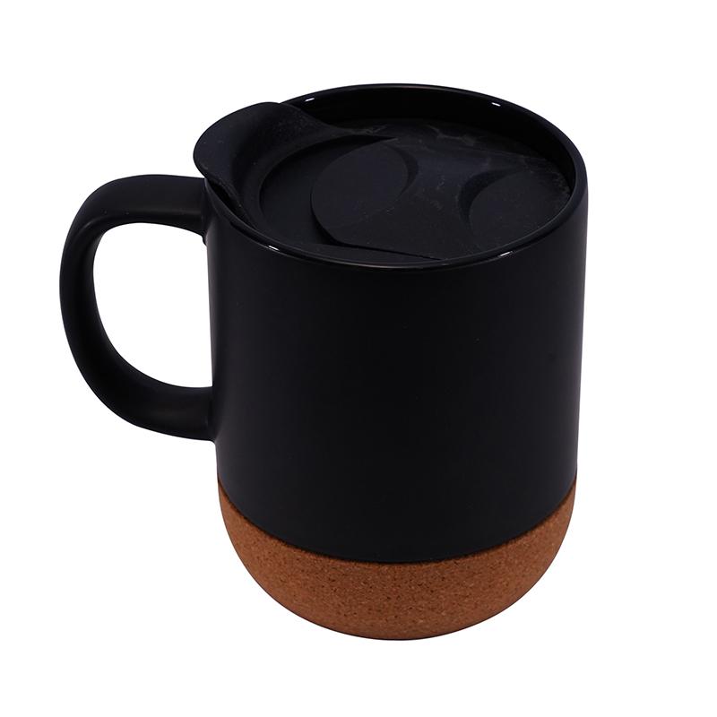 ceramic coffee mug with cork base Black